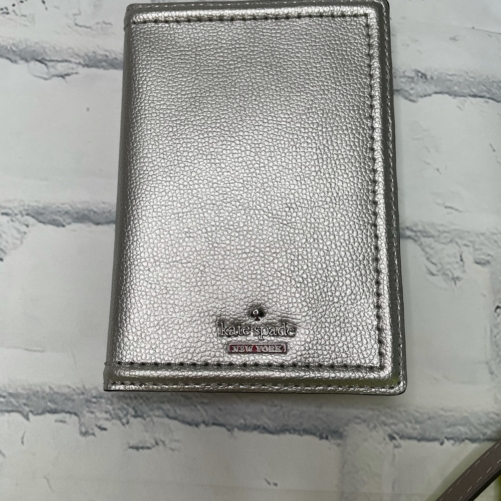 Kate spade silver passport holder NWT